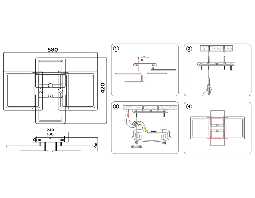 FA533/2+2 WH белый 105W 770*540*120 (ПДУ РАДИО 2.4)